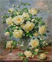 Diamond painting - Boeket witte bloemen - 30x20cm