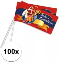 100x Welkom Sinterklaas zwaaivlaggetjes - Sinterklaas vlaggetjes