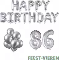 86 jaar Verjaardag Versiering Ballon Pakket Zilver