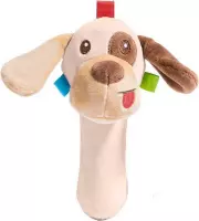 Loua's favorites baby knijpspeelgoed Hondje, baby speelgoed 0 jaar, baby rammelaar, speelgoed met geluid, grijpspeelgoed