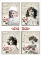 50 stuks knipvellen A4 - vintage meisjes rozen | kaarten maken wederverkoop knutselen