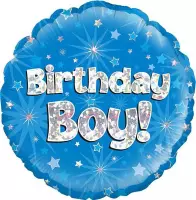 Oaktree - Folieballon Sparkling Fizz Birthday Boy Blauw