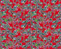 ESTAhome stof funky flowers en paisleys rood - 186806 - 157 cm