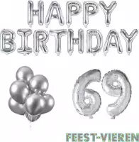 69 jaar Verjaardag Versiering Ballon Pakket Zilver