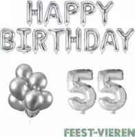 55 jaar Verjaardag Versiering Ballon Pakket Zilver