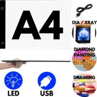 Light Pad A4 - Diamond Paintings LED Lichtbord - Diamond Painting voor Volwassen Hobby Pakket - IZGO Lightpad USB Dimbaar met 3 standen - 2023 Model