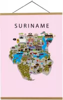 Kaart van Suriname | B2 poster | 50x70 cm | Roze | Maison Maps