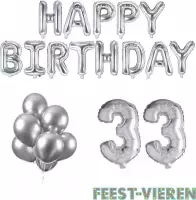 33 jaar Verjaardag Versiering Ballon Pakket Zilver