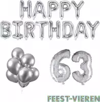 63 jaar Verjaardag Versiering Ballon Pakket Zilver