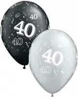 Ballonnen 50 Jaar Zilver en Zwart 28 cm 25 stuks