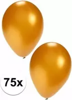 Bellatio Decorations ballonnen - 75 stuks - goud - 27 cm - helium of lucht - verjaardag / versiering