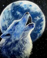 Diamond Painting Huilende wolf 50x60cm. (Volledige bedekking - Vierkante steentjes) diamondpainting inclusief tools