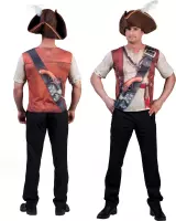 Funny Fashion - Piraat & Viking Kostuum - 3d-Shirt Piraat Man - bruin - Maat 64 - Carnavalskleding - Verkleedkleding