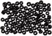 Rocailles, afm 6/0 , d: 4 mm, zwart, 500gr, gatgrootte 0,9-1,2 mm