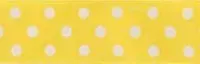 SR1204-01 Satin white Polka Dots 10mm 20mtr yellow