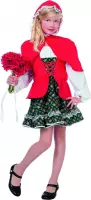 Wilbers - Roodkapje Kostuum - Sprookjesbos Meisje Met Rode Cape (Luxe) Kostuum - rood - Maat 104 - Carnavalskleding - Verkleedkleding
