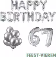 67 jaar Verjaardag Versiering Ballon Pakket Zilver