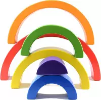 Houten regenboog speelgoed blokken (6 kleuren)
