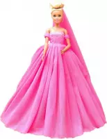 Bruidsjurk voor modepoppen - roze - bruidsmeisjes jurken - prinsessenjurk - barbie - bruidsjurken - trouwjurk