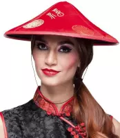 BOLAND BV - Rode Chinese hoed voor volwassenen - Hoeden > Punthoeden