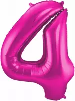 Cijfer 4 ballon roze 86 cm