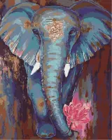 Dielay - Schilderen op Nummer - Olifant - Painting by Numbers - 50x40 cm - Complete Set