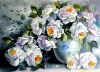 Diamond painting pakket White Roses AZ-1203 Artibalta 60 x 44 cm
