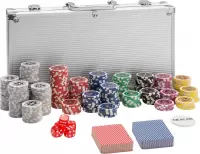 tectake - Pokerset 300 delig - inclusief zilverkleurige koffer en kaartspel - 402557
