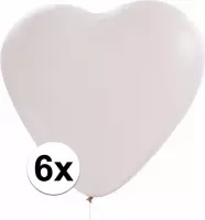 6x Hartjes ballonnen wit