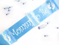 Babyshower Sjerp Mommy to be Jongen Blauw Babydouche - Blauwe sash versiering voor zwangere - Gender Reveal Versiering