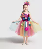 regeboog snoepjes jurk 5-6 jaar