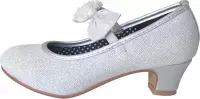 Spaanse Prinsessen schoenen zilver glitter strikje De Luxe maat 26 - binnenmaat 17 cm -