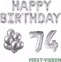 74 jaar Verjaardag Versiering Ballon Pakket Zilver