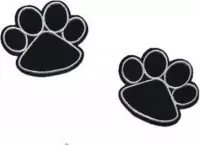 Strijk embleem - applicatie - hondenpootjes - 2 stuks - 5,3 cm - Zwart Wit