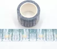 Washi tape glitter - besneeuwd bos met zon | 30mm x 3m