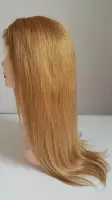Braziliaanse Remy pruik 18 inch - steil menselijke haren - kleur 27 honing blond 4x4 lace closure pruik