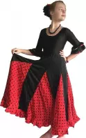 Spaanse Flamenco Rok - zwart rood met zwarte stippen voor meisjes - Maat 8 - kledingmaat 116-122