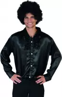 Jaren 80 & 90 Kostuum | Zwart Ruche Hemd Man | Maat 48-50 | Halloween | Verkleedkleding