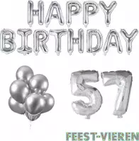 57 jaar Verjaardag Versiering Ballon Pakket Zilver
