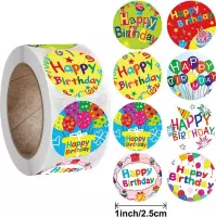 happy birthday stickers | stickerrol met 500 stickers| cadeaustickers | stickers | stickers voor kinderen | cadeaulabels  | sluitstickers | Blijderij