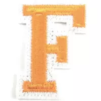 Alfabet Letter Strijk Embleem Patch Oranje Wit Letter F / 3.5 cm / 4.5 cm