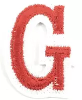 Alfabet Letter Embleem Strijk Patch Rood Wit Letter G / 3.5 cm / 4.5 cm
