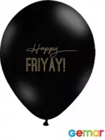 Ballonnen "Happy  FRIYAY" Zwart met opdruk Goud (helium)