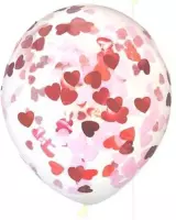 Confetti ballonnen met hartjes mix confetti, 5 stuks, 30 cm