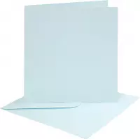 Kaarten en enveloppen, afmeting kaart 15,2x15,2 cm,  220 gr, lichtblauw, 4sets, afmeting envelop 16x16 cm