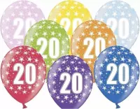 12x stuks verjaardag ballonnen 20 jaar thema met sterretjes - Feestartikelen en versiering