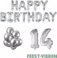 14 jaar Verjaardag Versiering Ballon Pakket Zilver