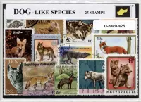 Hondachtigen – Luxe postzegel pakket (A6 formaat) : collectie van 25 verschillende postzegels van hondachtigen – kan als ansichtkaart in een A6 envelop - authentiek cadeau - kado t