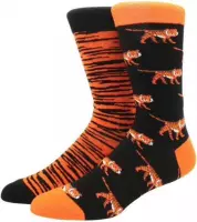 Fun sokken tijger en strepen, 2 verschillende sokken (31548)