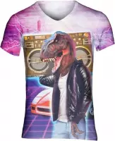 Boombox T-rex festival shirt - V-hals, S